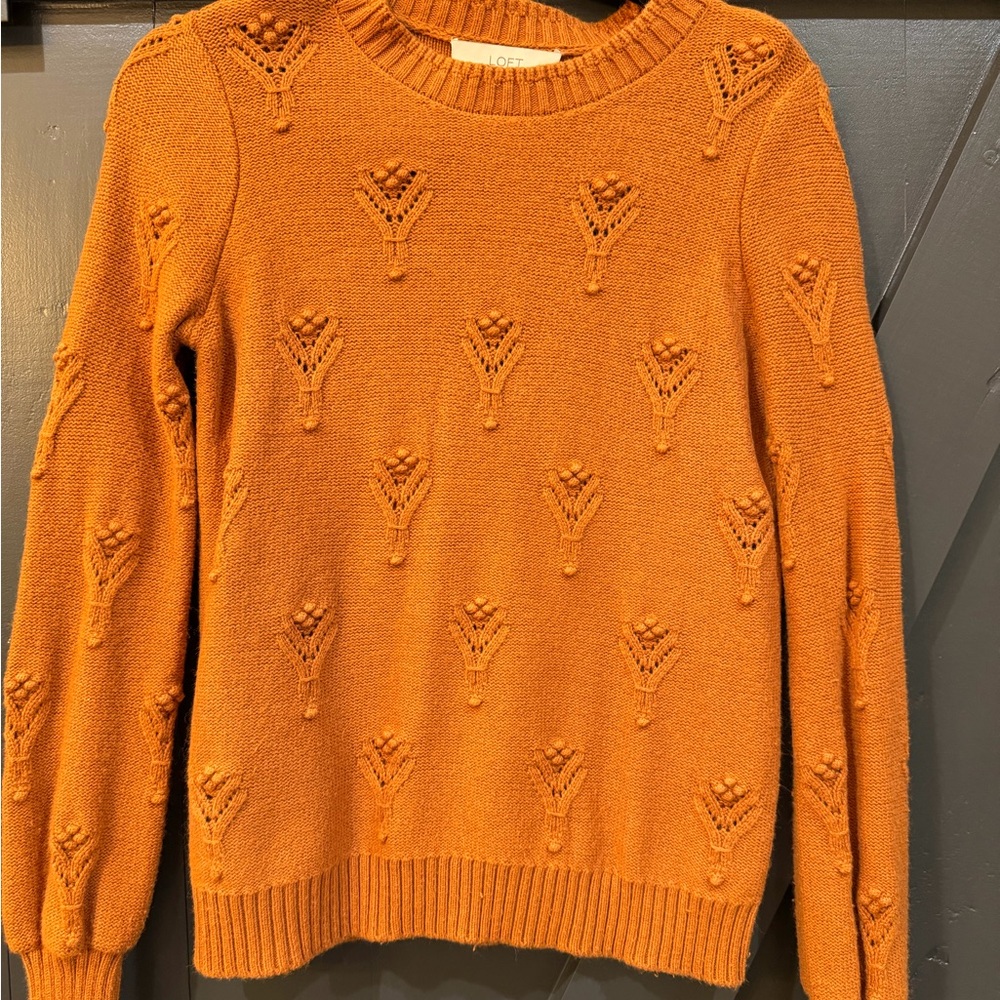 LOFT Burnt Orange Patterned Sweater